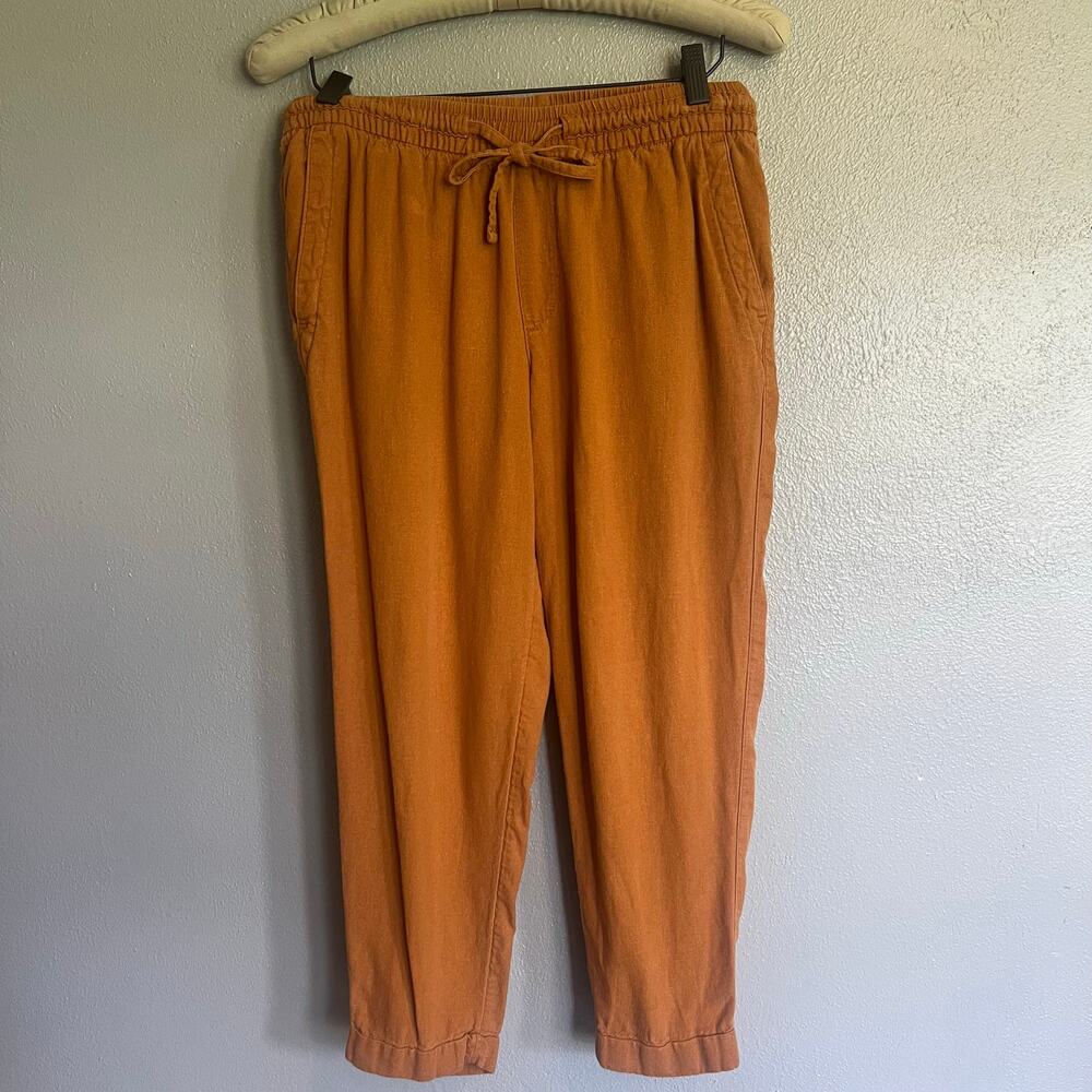 Old Navy Burnt Orange Linen Blend High-Waisted Straight Jogger Pants Size Small - Picture 3 of 10